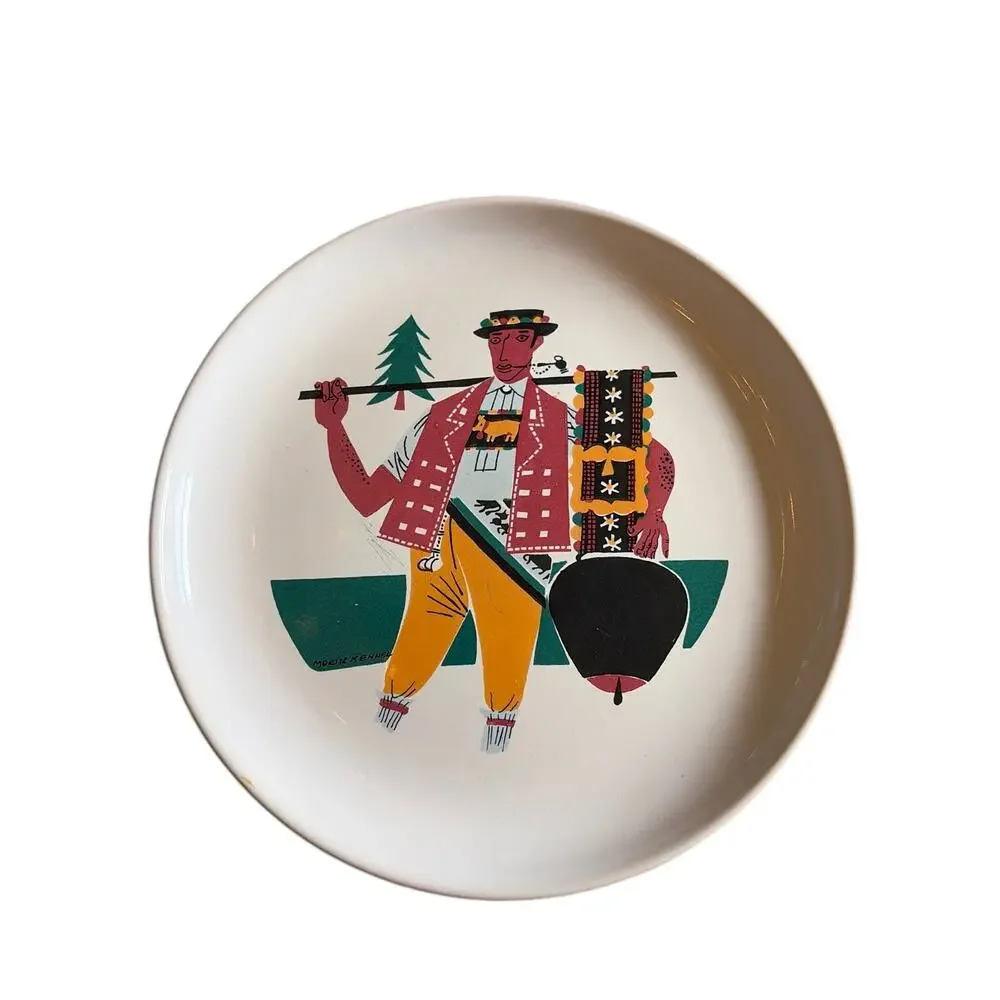 Vintage Landert Moritz Kennel Plates set of 3 Swiss Folk Art